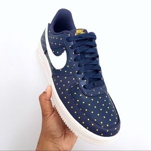 navy blue and gold air force ones